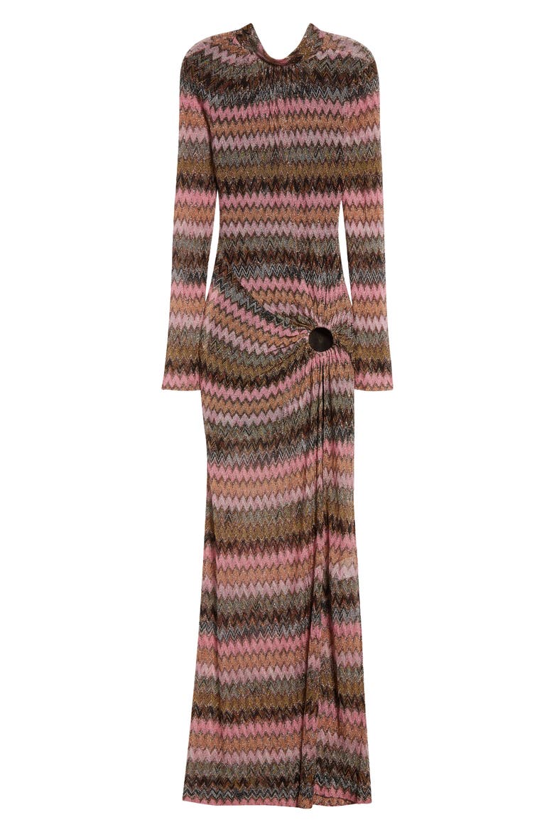 Chevron Stripe Long Sleeve Knit Dress, Alternate, color, MULTI SPACE DRK BASE