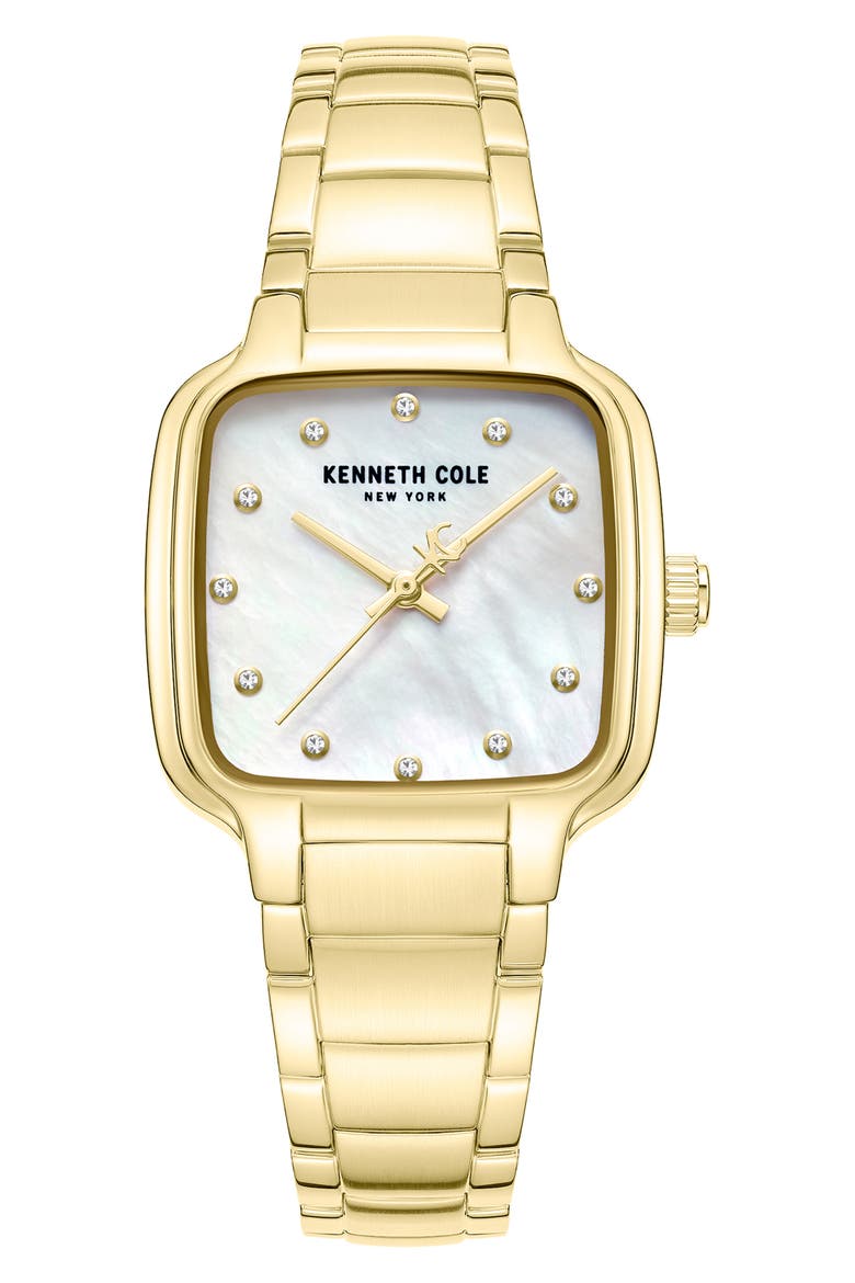 Classic Mother-of-Pearl & Diamond Bracelet Watch, 28mm x 31.6mm, Main, color, GOLD