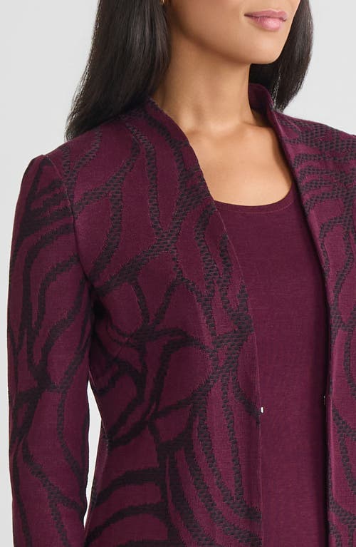Ming Wang Heritage Rosette Jacquard Knit Jacket In Red