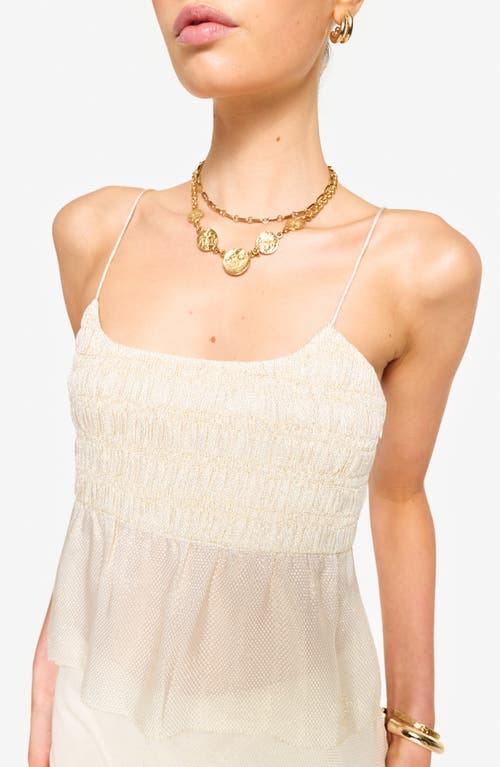 Cami Nyc Alysin Metallic Smocked Camisole In Cream