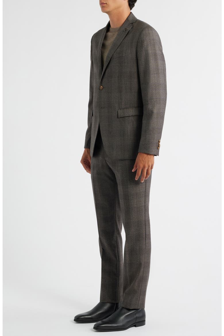 Varick Slim Fit Brown Glen Check Wool Blend Suit, Alternate, color, BROWN