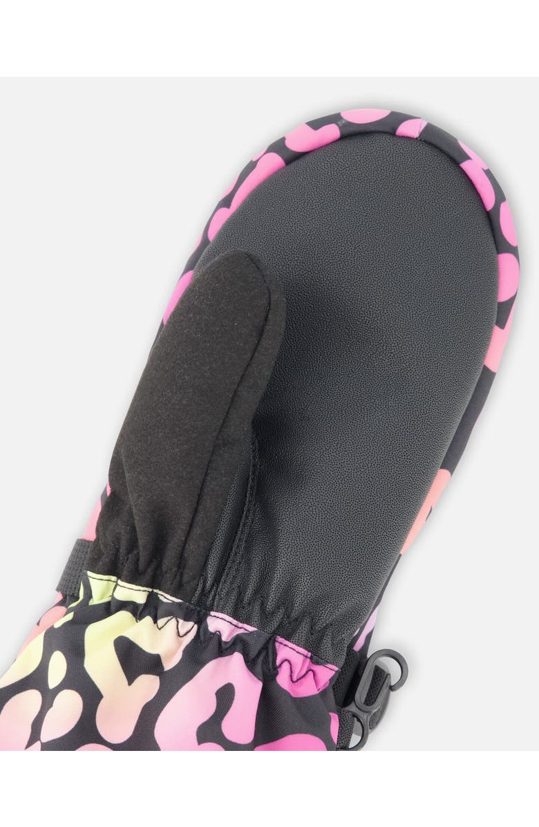 Deux par Deux Girls Winter Mittens Teknik Animal, Alternate, color, Rainbow Leopard