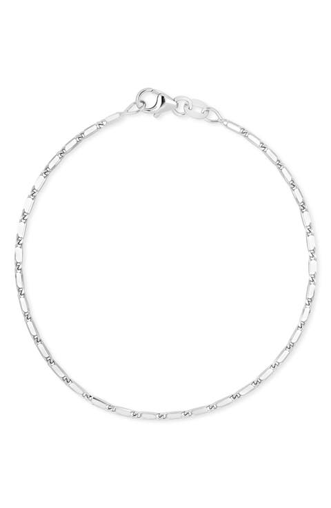14K Gold Flat Bar Chain Bracelet