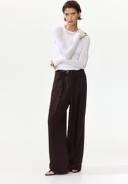 H&M Linen-blend Pants With Belt