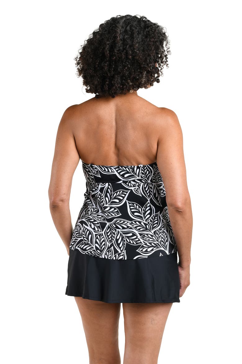 Native Vines Underwire Bandeau Tankini Swim Top, Alternate, color, BLACK