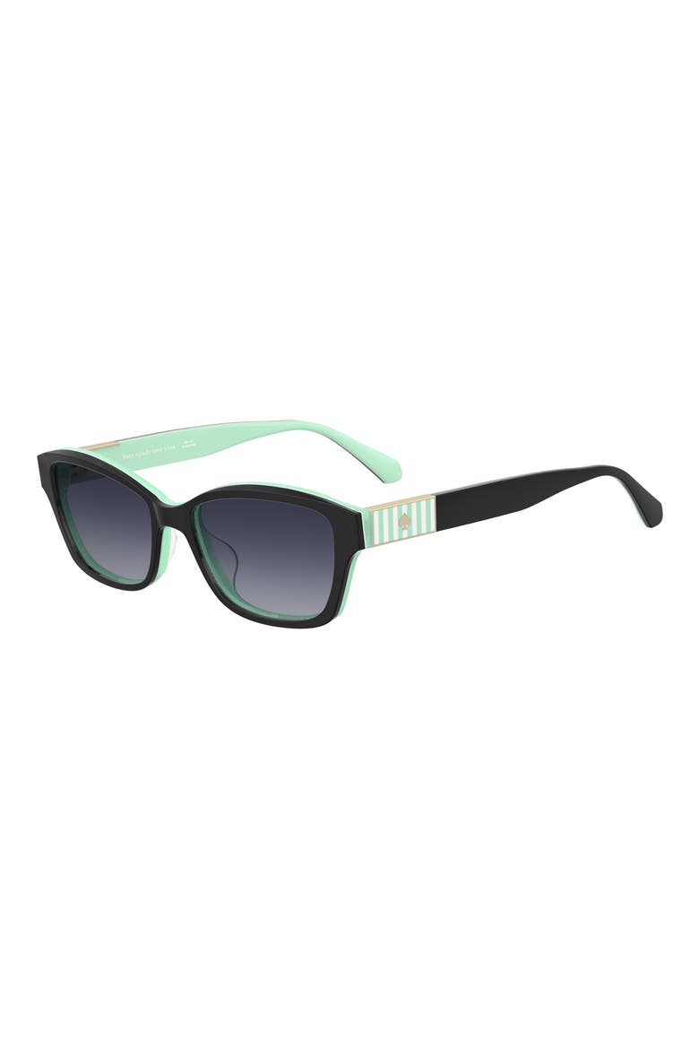 ayla 53mm gradient rectangular sunglasses, Alternate, color, BLACKGREEN/ DARK GREY SF