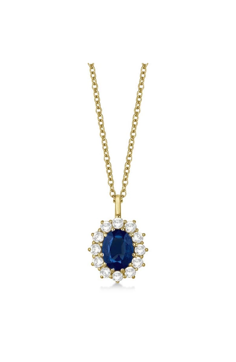 ALLUREZ Oval Gemstone & Diamond Pendant Necklace 14k, Alternate, color, Blue Sapphire,Yellow Gold