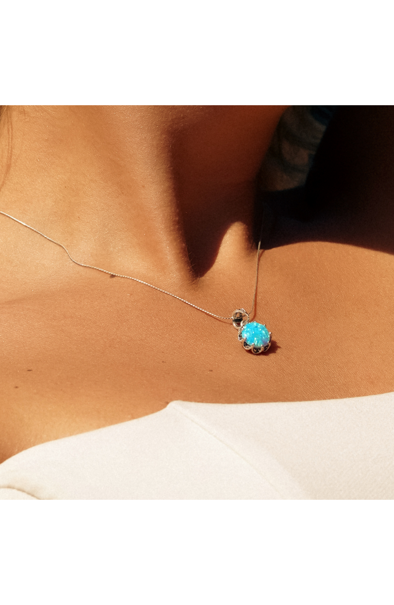 Spero London Round Opal High Quality Sterling Silver Pendant Necklace, Alternate, color, Light Opal