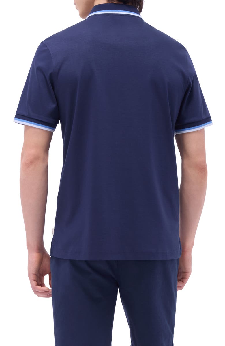 Bugatchi Tipped Quarter Zip Polo, Alternate, color, Navy