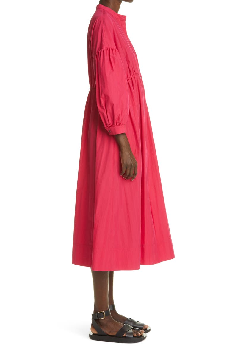 Gathered Poplin Midi Dress, Alternate, color, FUCHSIA
