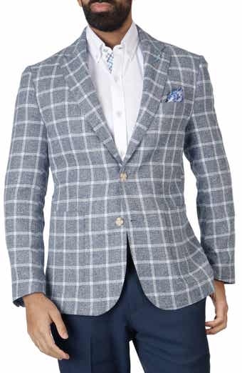 TailorByrd Classic Fit Yarn Dyed Windowpane Linen-Blend Sport Coat