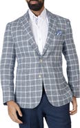 TailorByrd Classic Fit Yarn Dyed Windowpane Linen-Blend Sport Coat