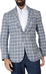 TailorByrd Classic Fit Yarn Dyed Windowpane Linen-Blend Sport Coat