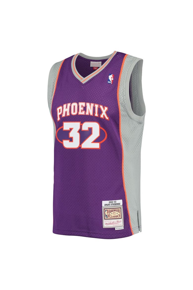 Men's Mitchell & Ness Amar'e Stoudemire Purple Phoenix Suns 2001/02 Hardwood Classics Swingman Jersey, Alternate, color, Purple