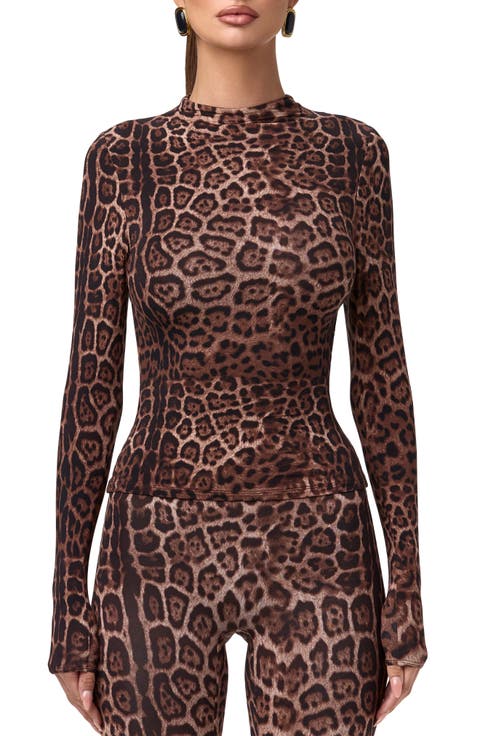 Print Turtleneck Top