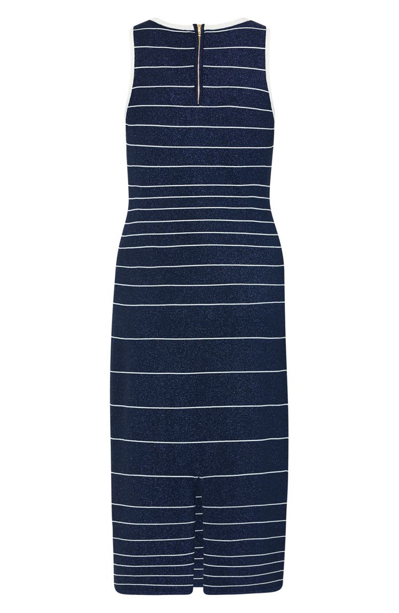 Milly Mari Metallic Stripe Sleeveless Dress, Alternate, color, Navy/ White