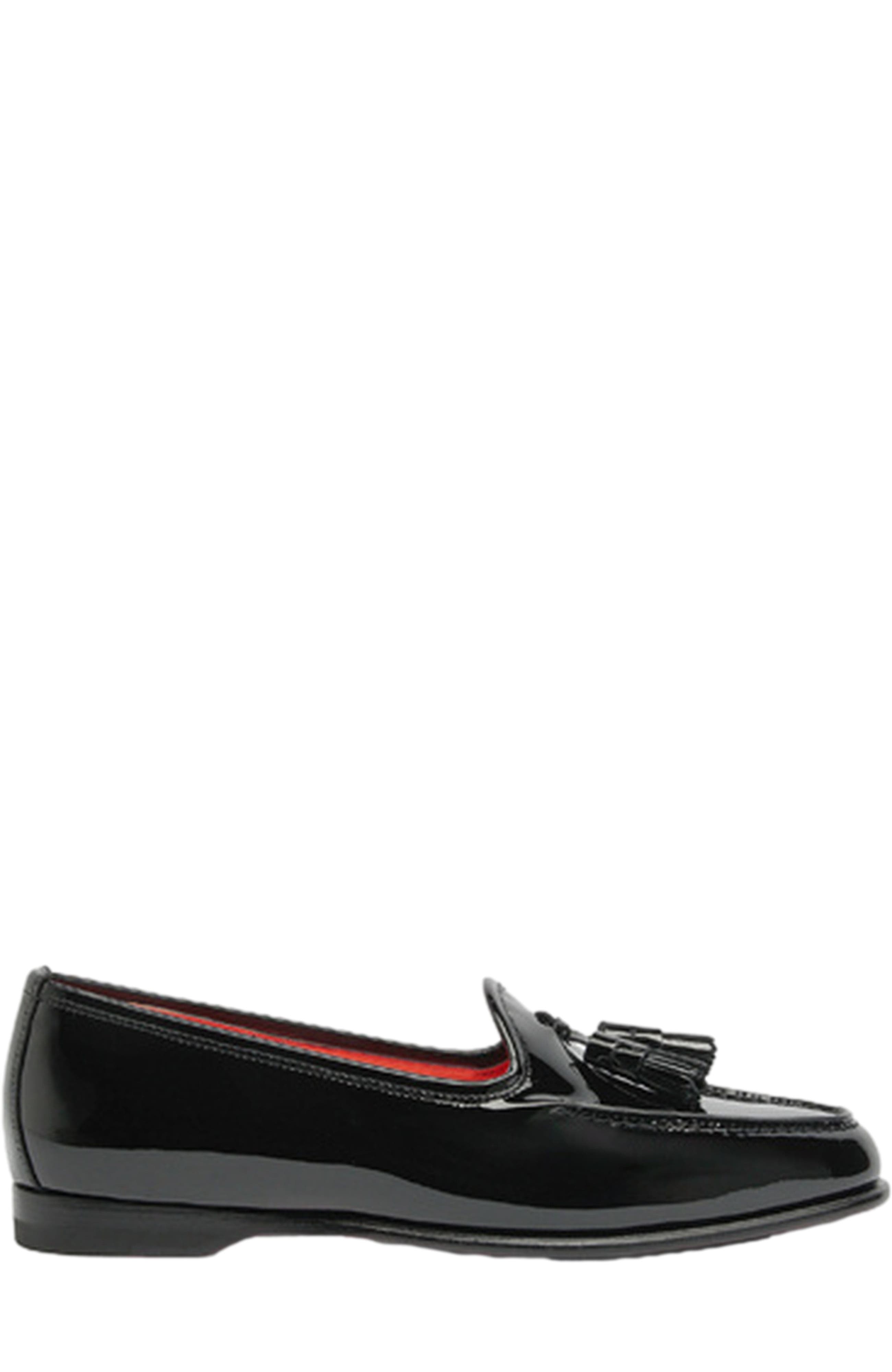 Santoni Women
s Andrea Black Patent Tassel Loafer, Alternate, color, Black