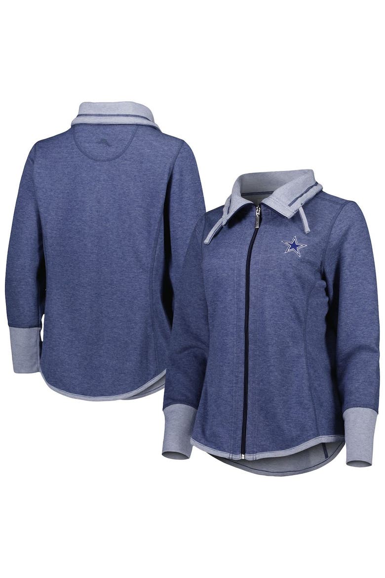 Women's Tommy Bahama Heathered Navy Dallas Cowboys Sport Sun Fade Full-Zip Sweatshirt, Main, color, Heather Navy