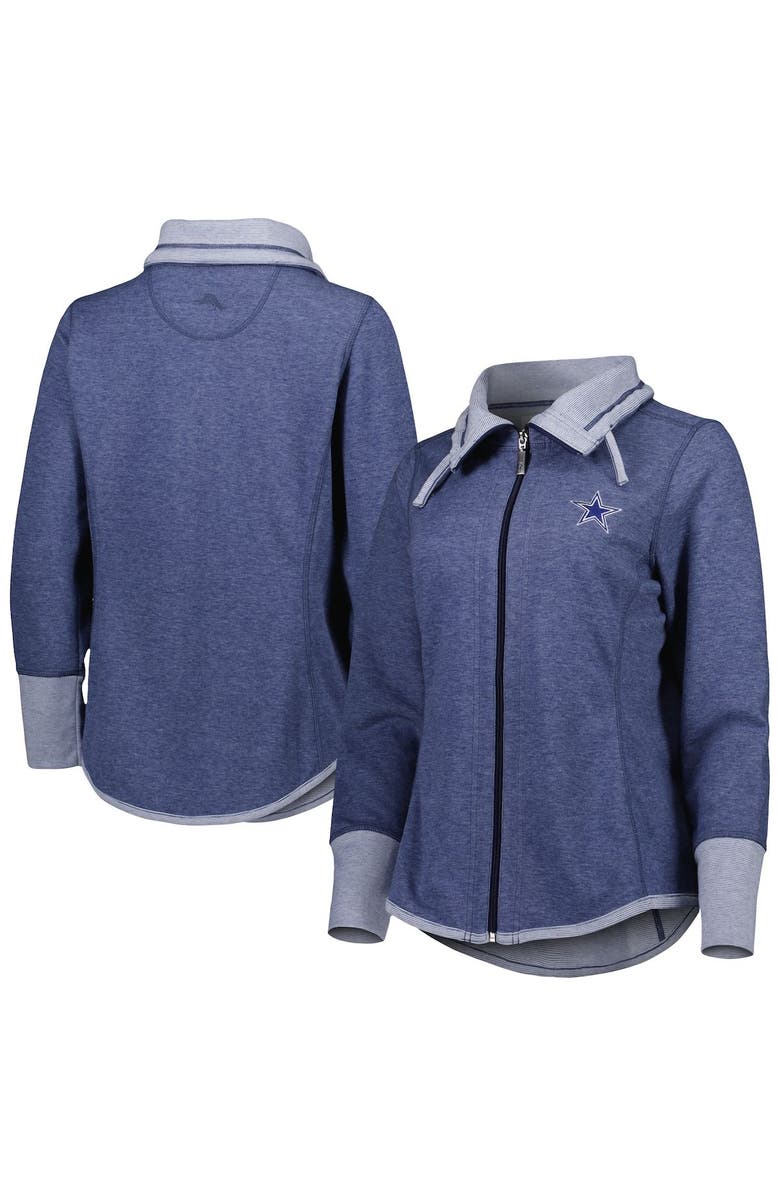 Tommy Bahama Women's Tommy Bahama Heathered Navy Dallas Cowboys Sport Sun Fade Full-Zip Sweatshirt, Main, color, Heather Navy