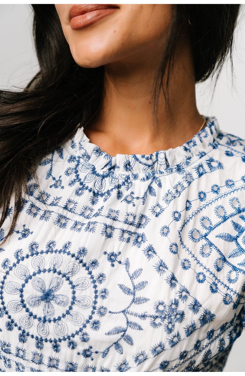 Baltic Børn Mirabel Eyelet Midi Dress, Alternate, color, White + Blue