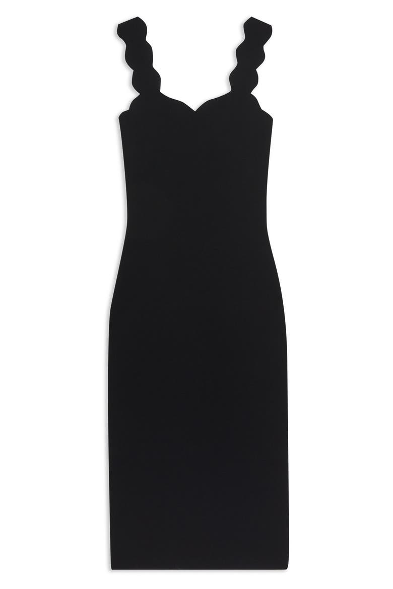 Sharmay Scallop Body-Con Midi Dress, Alternate, color, BLACK
