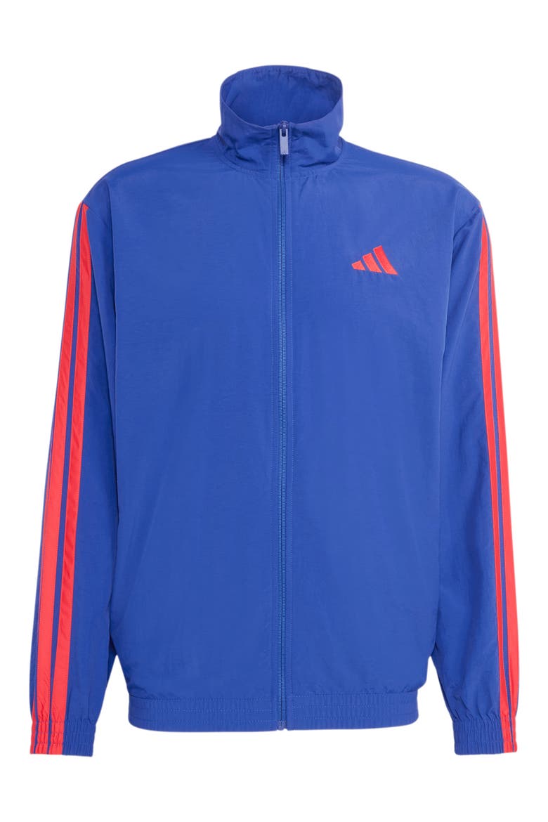 3-Stripes Essential Logo Windbreaker, Alternate, color, INK/ RUBY/ RUBY/ RUBY