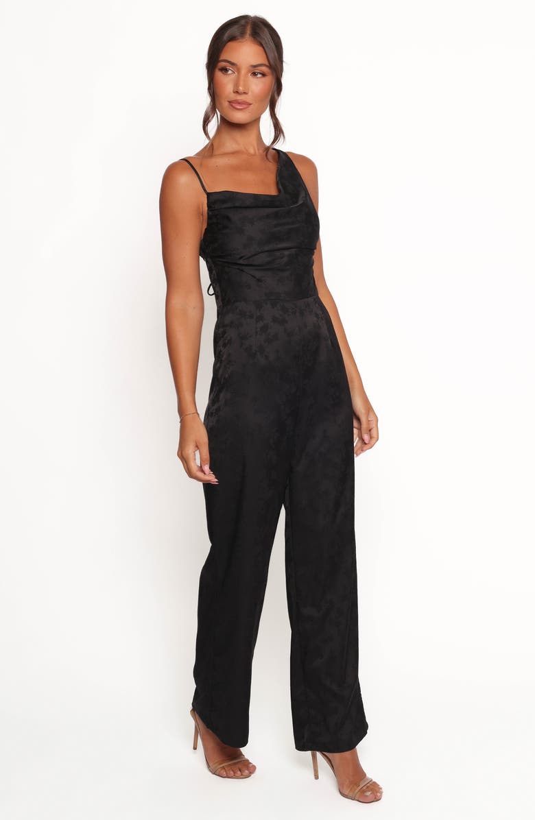 Petal & Pup Asymmetric Neck Jacquard Jumpsuit, Alternate, color, Black
