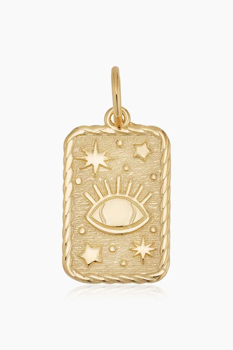 14K Yellow Gold Evil Eye Pendant Charm