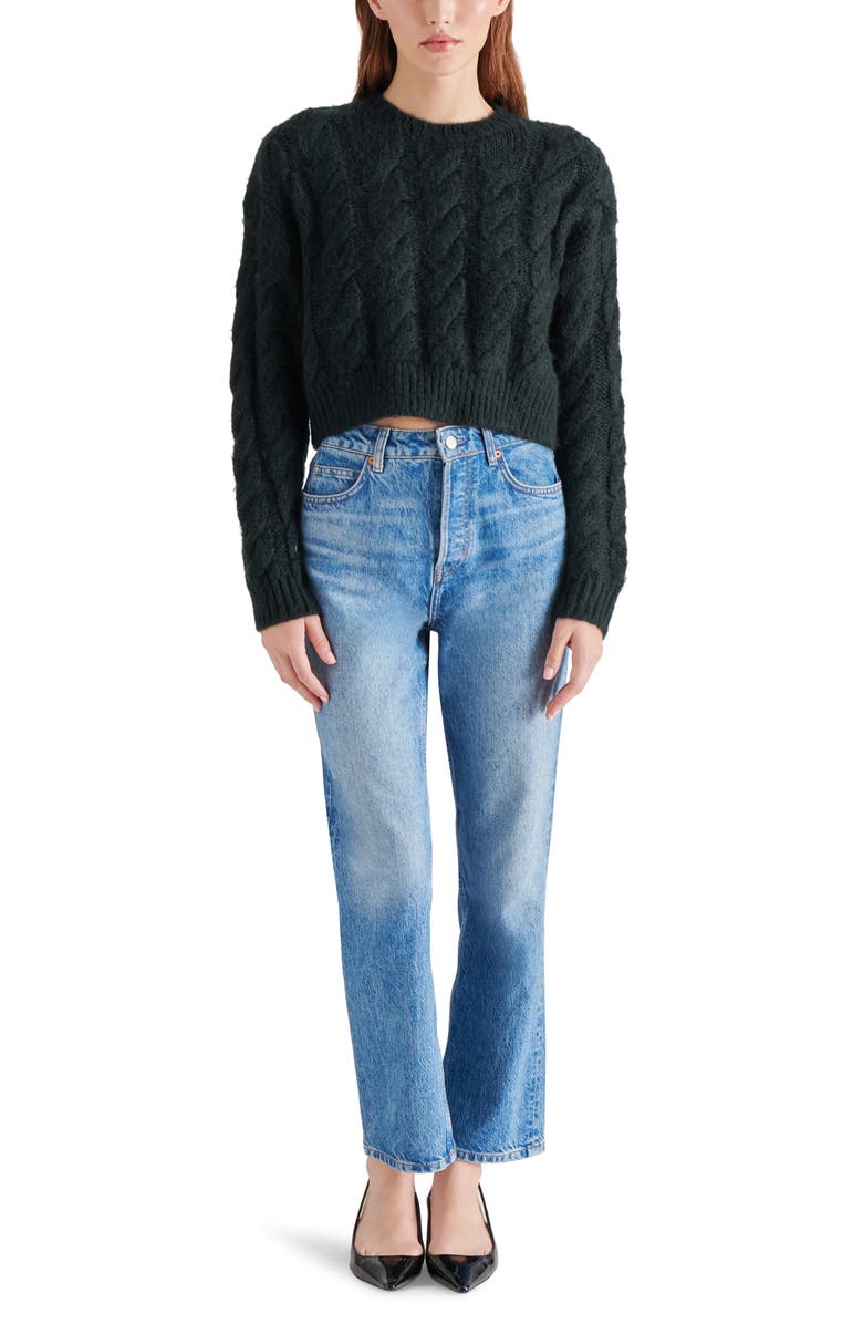Steve Madden Ceronne Cable Stitch Sweater, Alternate, color, Black