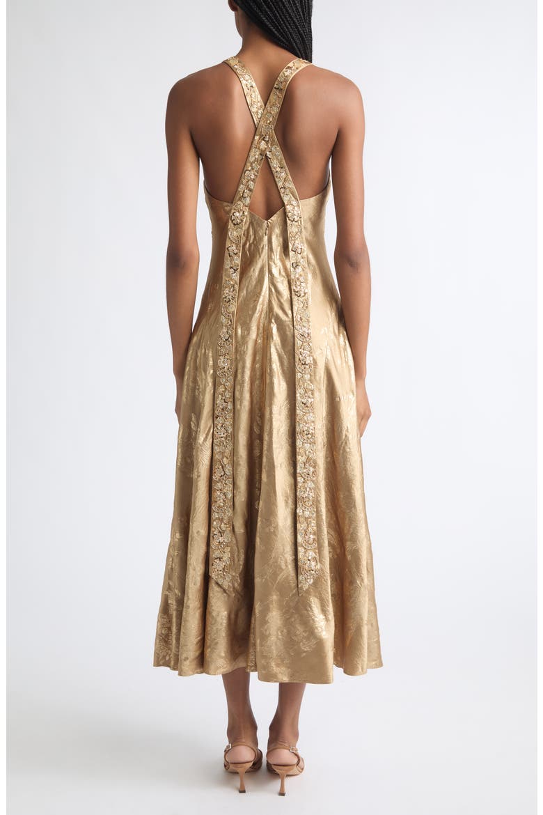 Gilded Peony Thalie Midi Dress, Alternate, color, GOLDEN GLOW