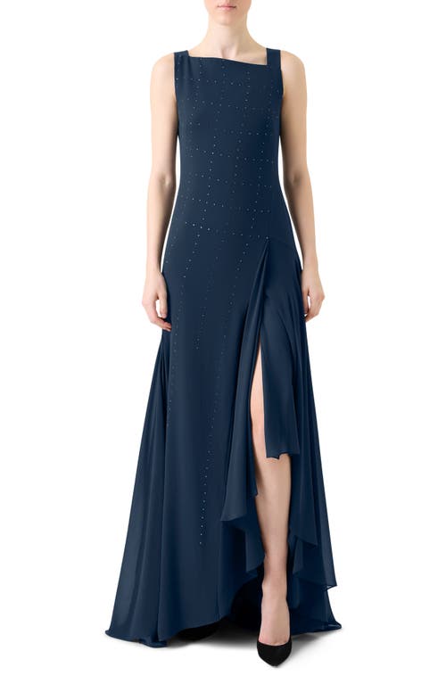 Akris Stud Embellished Silk Gown In Blue