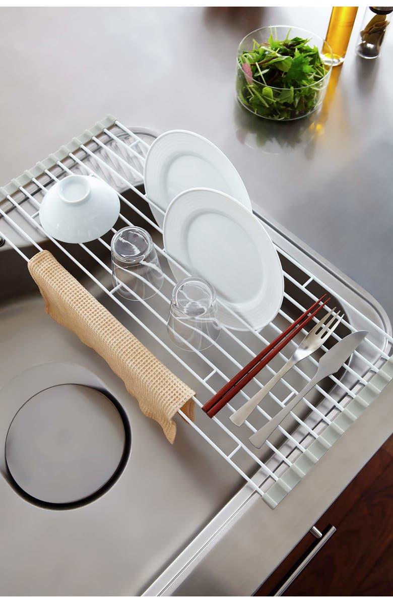 Yamazaki Over the Sink Dish Drainer, Alternate, color, White