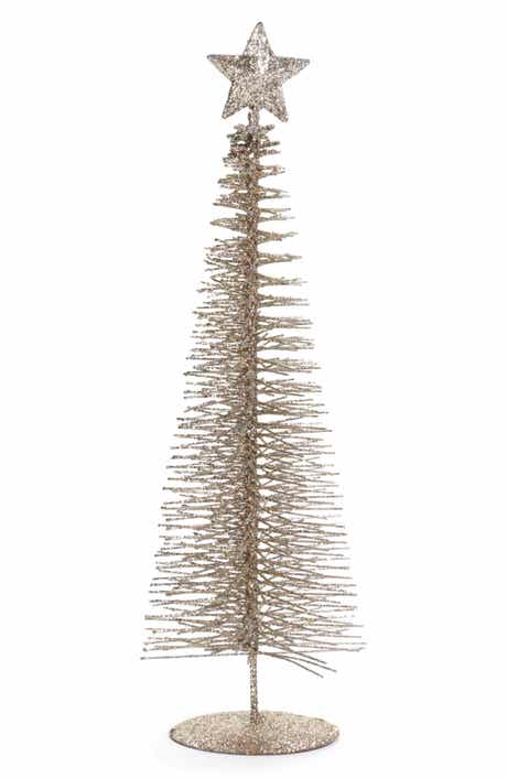 Zodax Treasure Mountain Set of 6 Twelve-Inch Champagne Tree Decorations