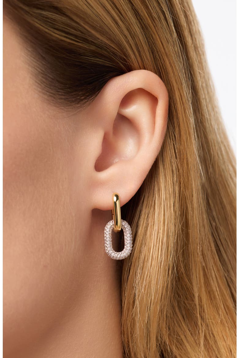 Rox Mini Double Hoop Drop Earrings, Alternate, color, GOLD CLEAR