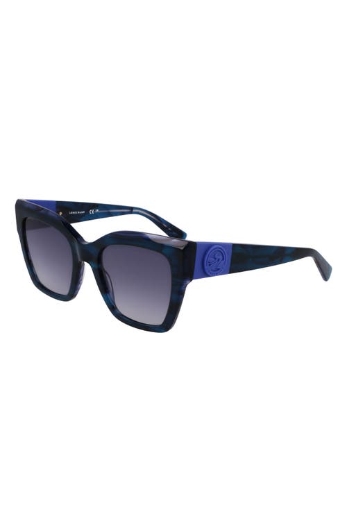 Longchamp Medallion 52mm Modified Rectangular Sunglasses In Striped Blue