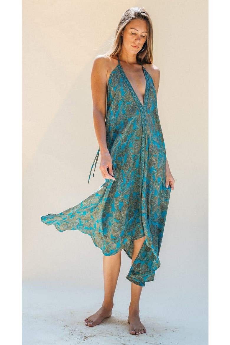 Classic Silk Dress Dandelion, Main, color, Teal
