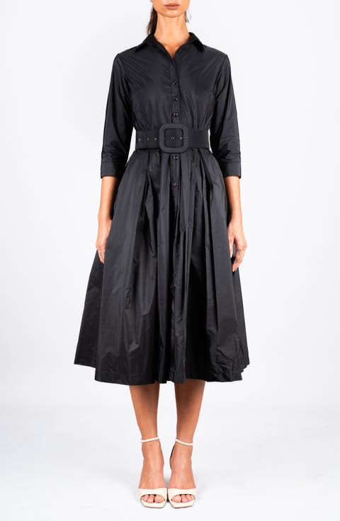 Silk Pleated Midi Audrey Shirtdress
