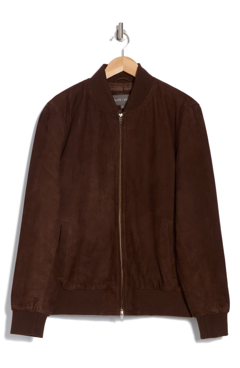 Slate & Stone Suede Padded Bomber Jacket, Alternate, color,