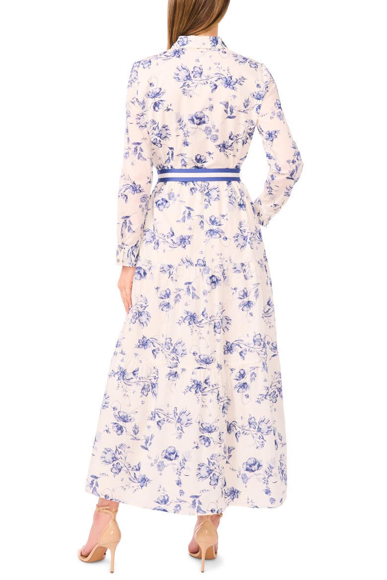 Floral Print Long Sleeve Belted Shirtdress, Alternate, color, CLASSIC NAVY