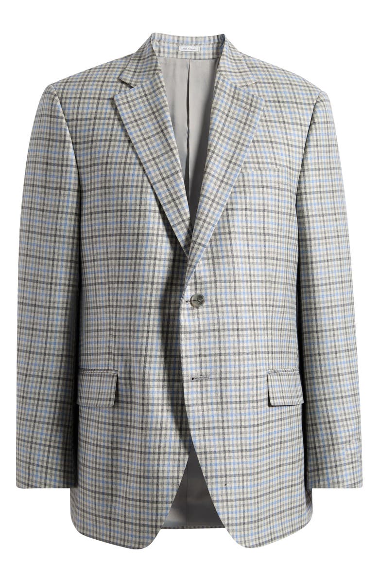 Peter Millar Flynn Classic Fit Grey & Brown Check Wool Sport Coat, Main, color, Light Grey