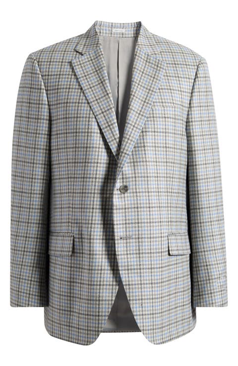 Flynn Classic Fit Grey & Brown Check Wool Sport Coat (Regular & Big)