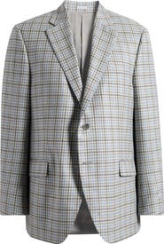 Peter Millar Flynn Classic Fit Grey & Brown Check Wool Sport Coat
