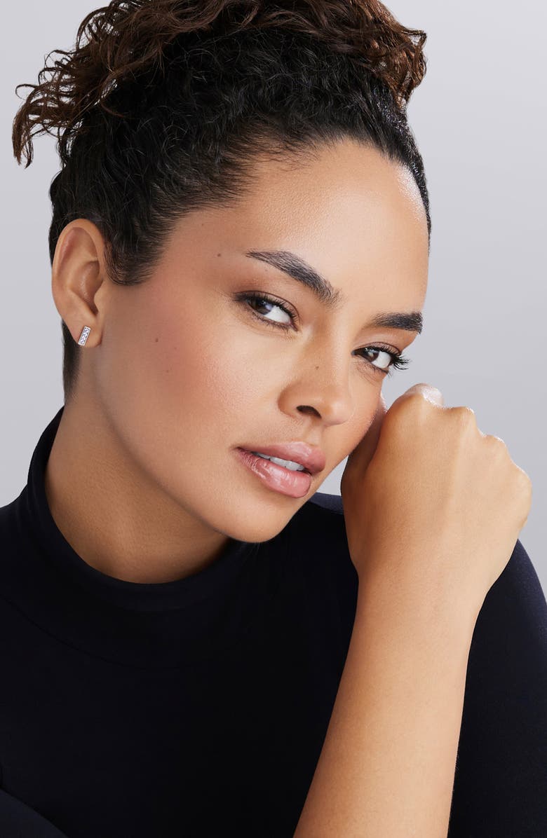 LAGOS Linear Diamond Stud Earrings, Alternate, color, Silver