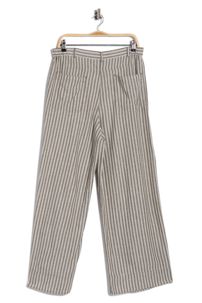 Stripe High Waist Wide Leg Linen Blend Pants, Alternate, color, OLIVE CARRIER STRIPE