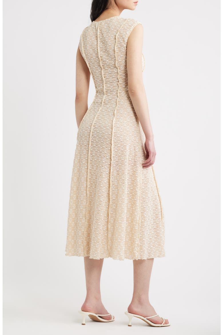 Arete Floral Exposed Seam Midi Dress, Alternate, color, TAUPE