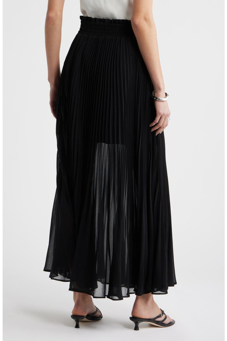 Pleated Semi Sheer Chiffon Midi Skirt, Alternate, color, BLACK