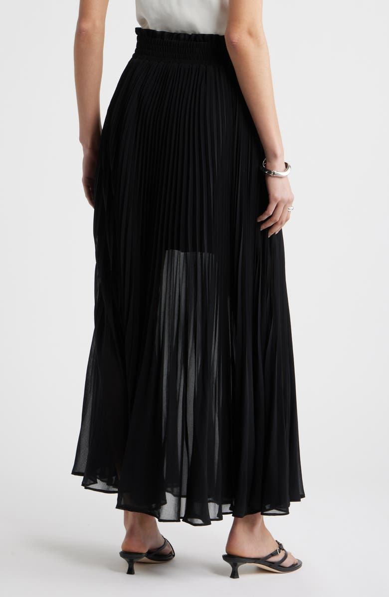 Nordstrom Pleated Semi Sheer Chiffon Midi Skirt, Alternate, color, Black