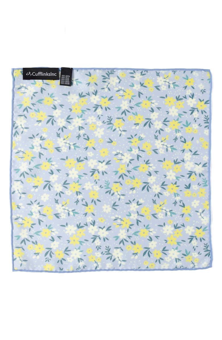 Cufflinks, Inc. Blue Floral Silk Blend Pocket Square, Alternate, color, Blue