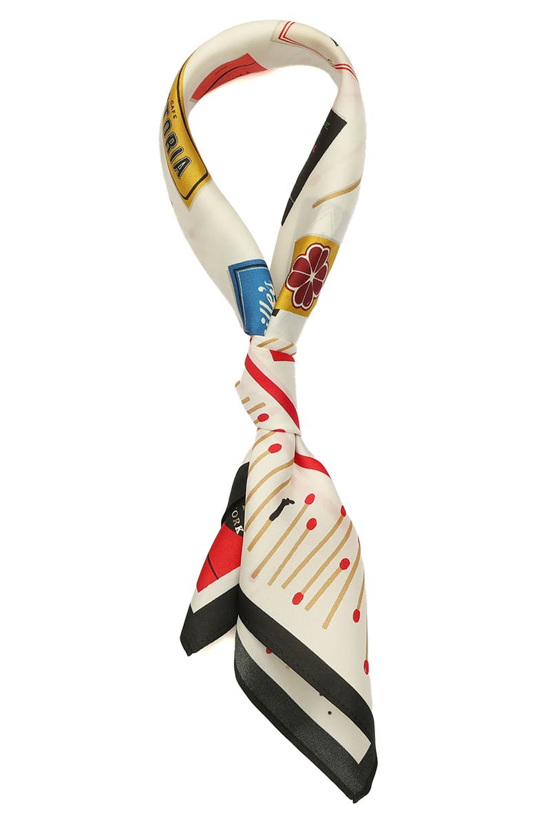 Kate Spade New York matchbook toss silk bandana scarf, Alternate, color, Ivory Multi