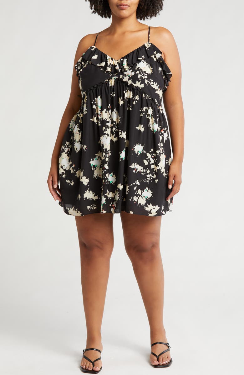 Joie Lilli Floral Minidress, Main, color, Caviar Multi